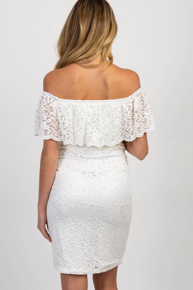 maternity casual lace off shoulder dress