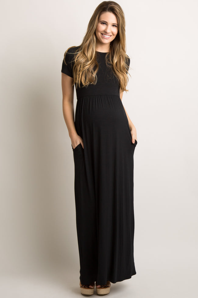 black solid maxi dress