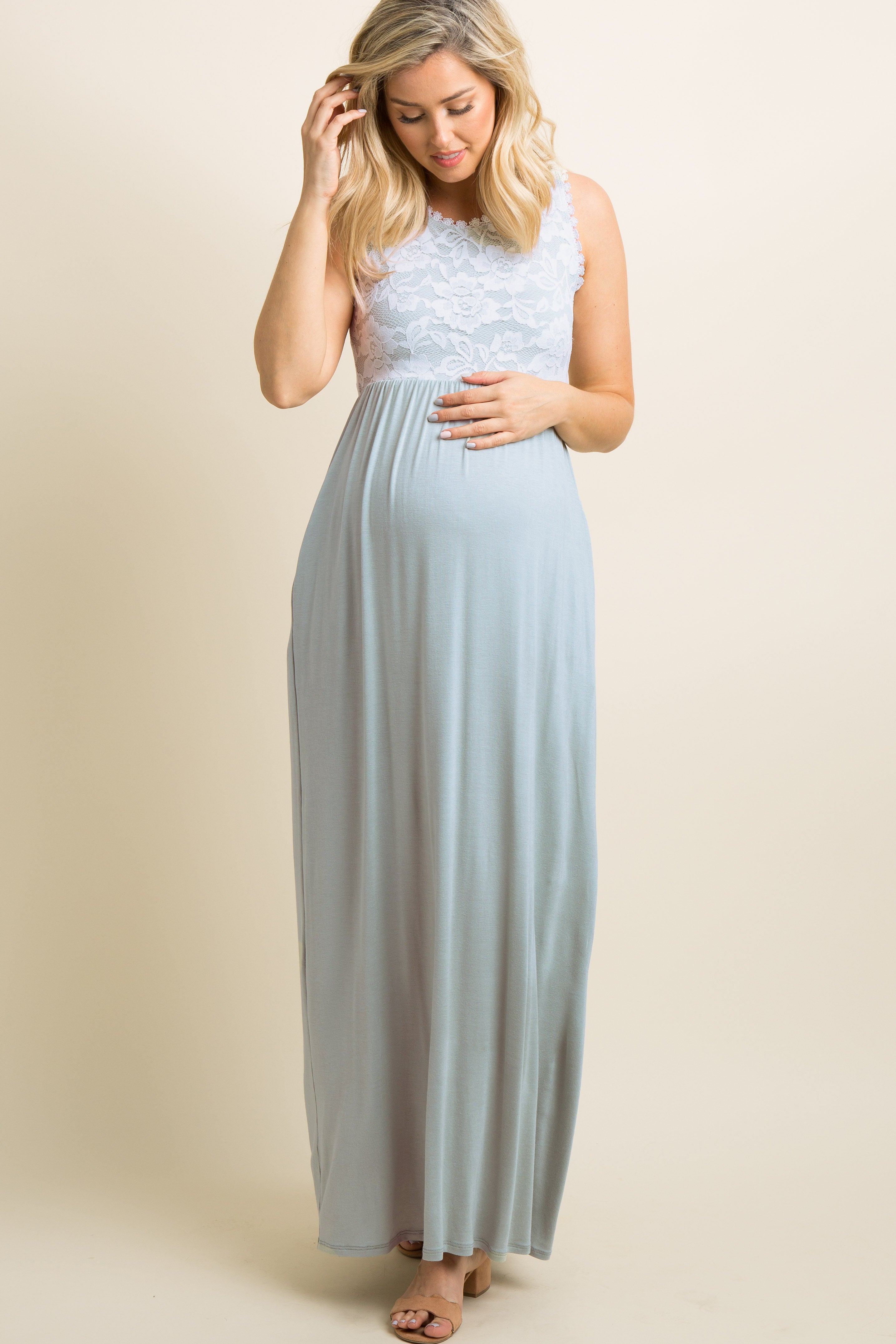 mint lace maternity dress