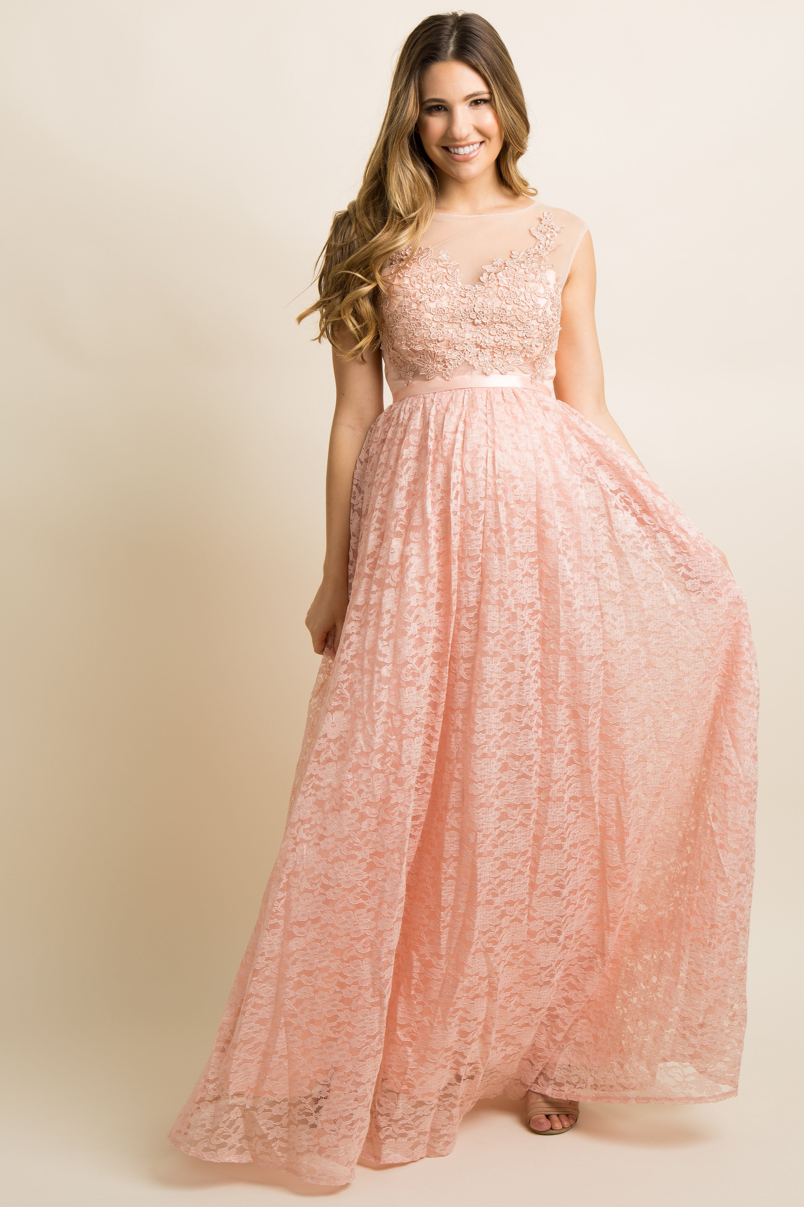 pink lace gown