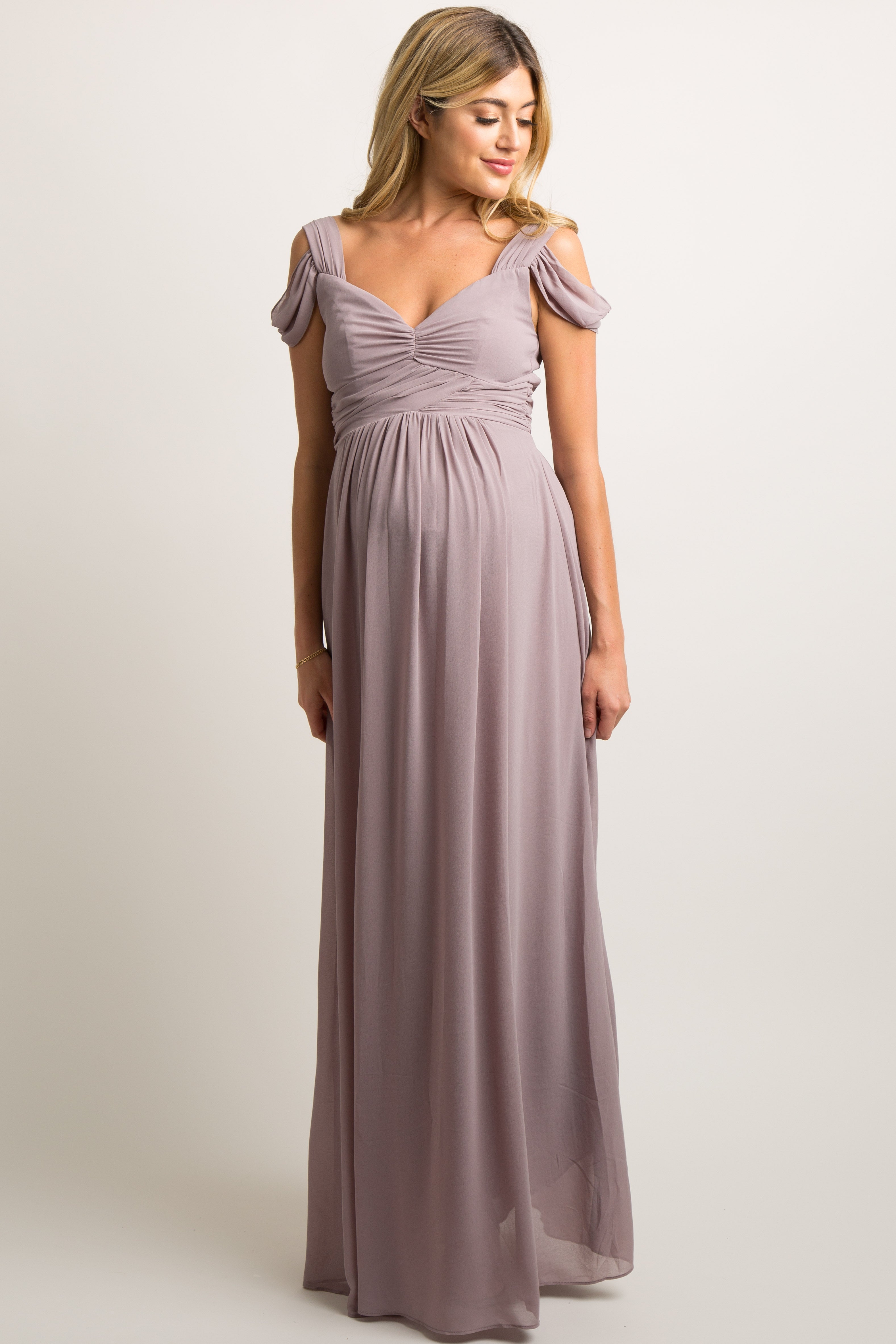 open shoulder gown