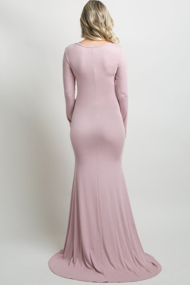 Pinkblush Pink Long Sleeve Photoshoot Maternity Gowndress 