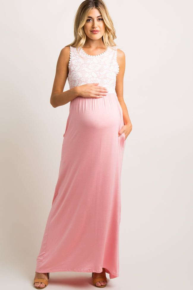 coral maternity maxi dress