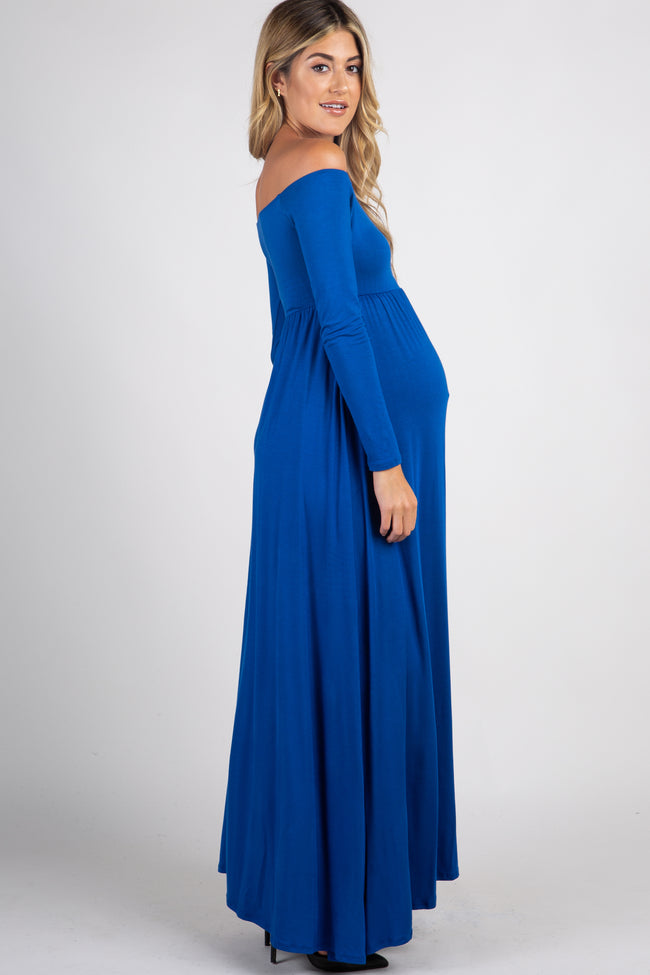 royal blue maternity maxi dress