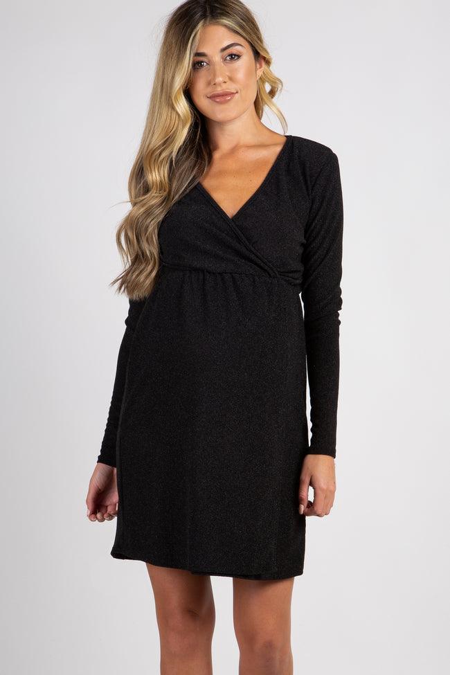 long sleeve glitter wrap dress