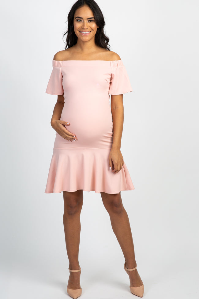 Light Pink Off Shoulder Mermaid Maternity Dress Pinkblush 