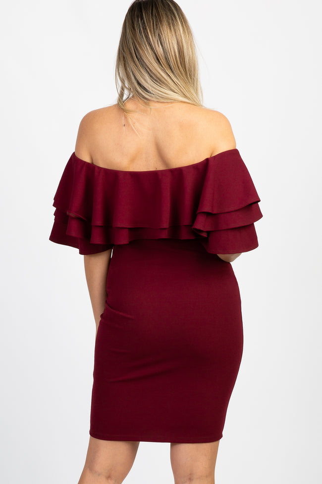 burgundy fitted dress