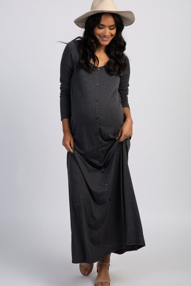 grey maternity maxi dress