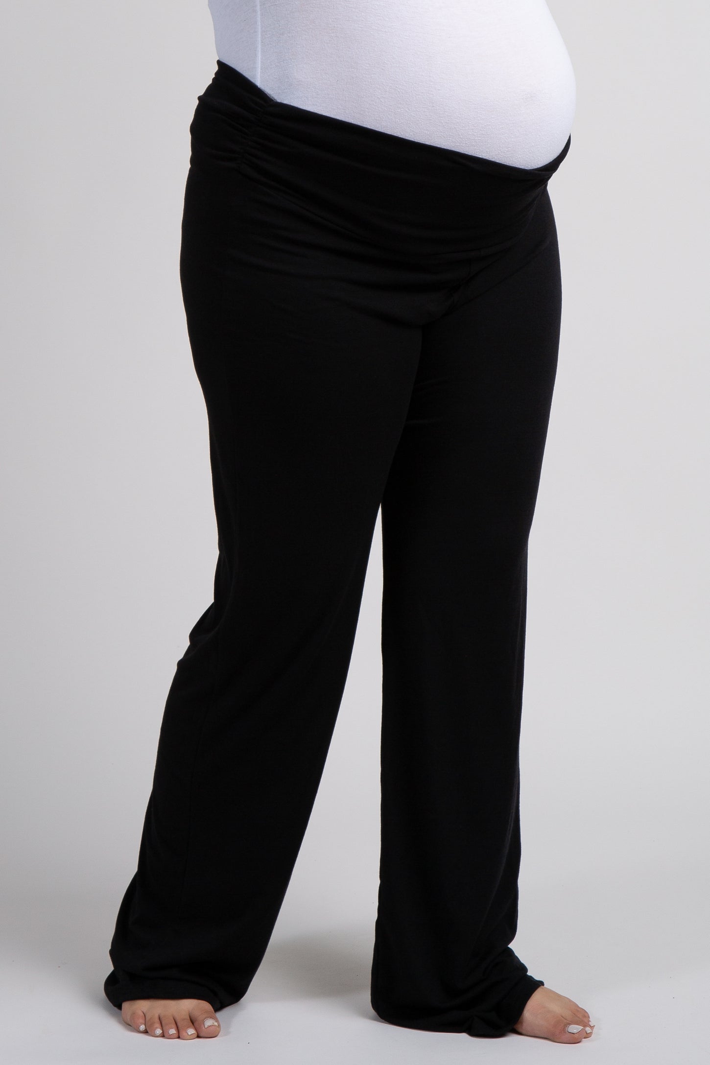 PinkBlush Black Foldover Long Maternity Plus Lounge Pants