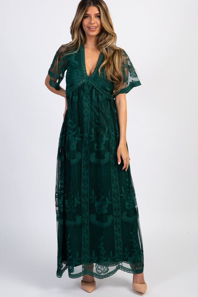 lace maxi dress green