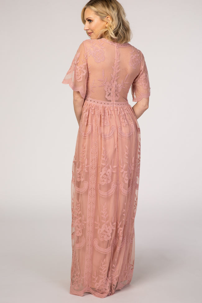 pink mesh overlay dress