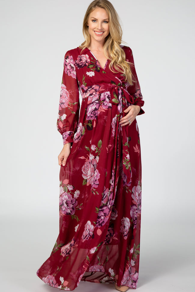 long floral chiffon dress