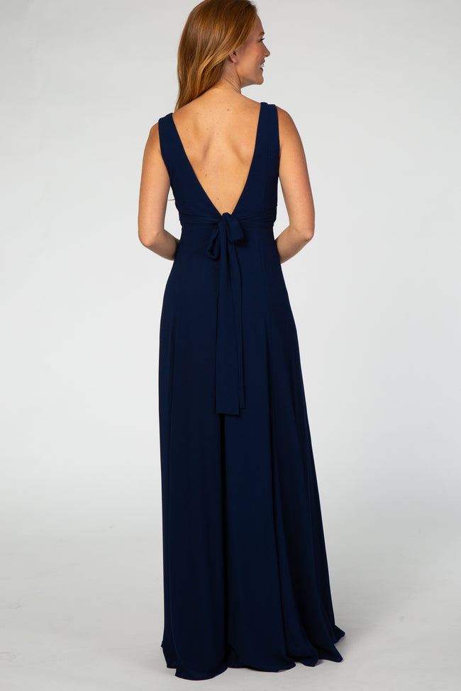 navy blue chiffon gown