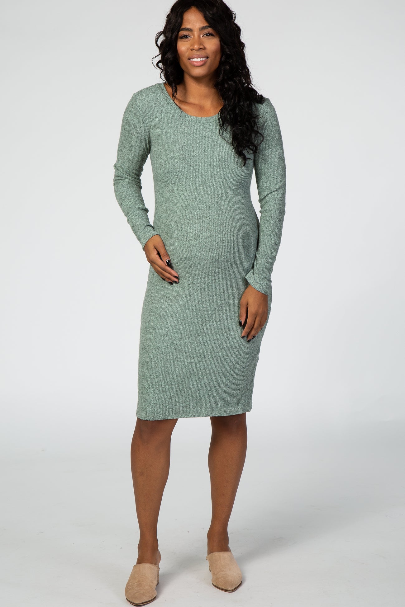 Mint Green Knit Long Sleeve Maternity Dress – PinkBlush