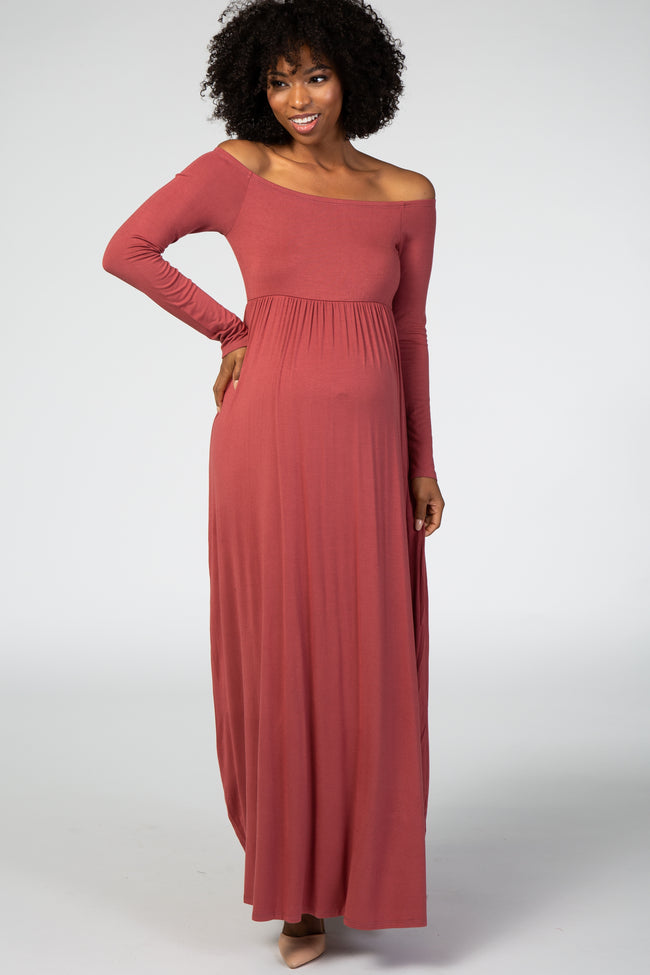 rust maxi dress with sleeves