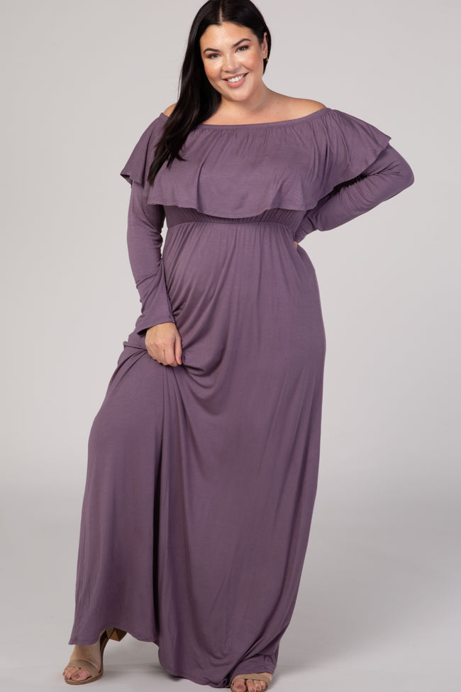 ruffle long sleeve maxi dress