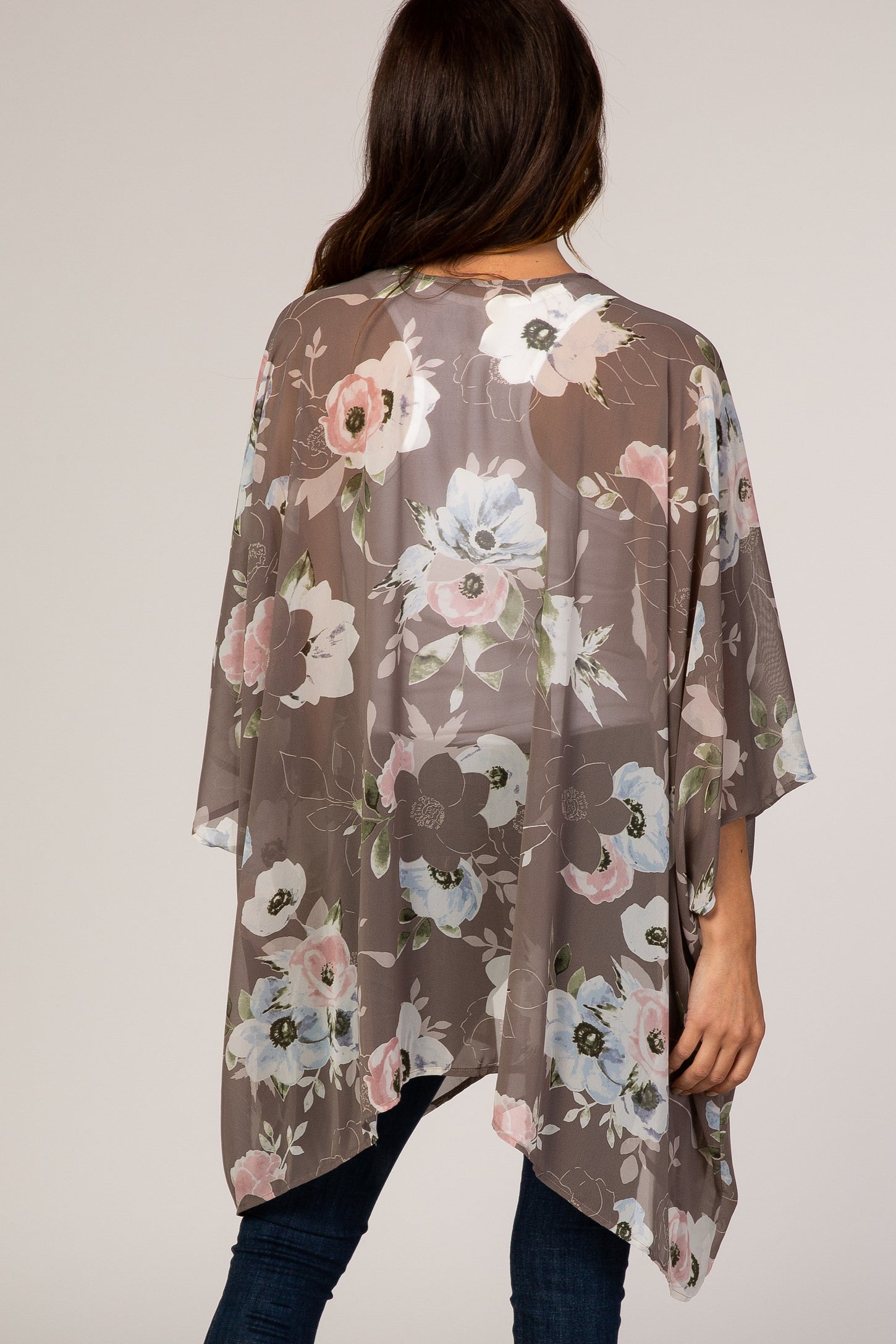Grey Floral Sheer Cover Up – PinkBlush