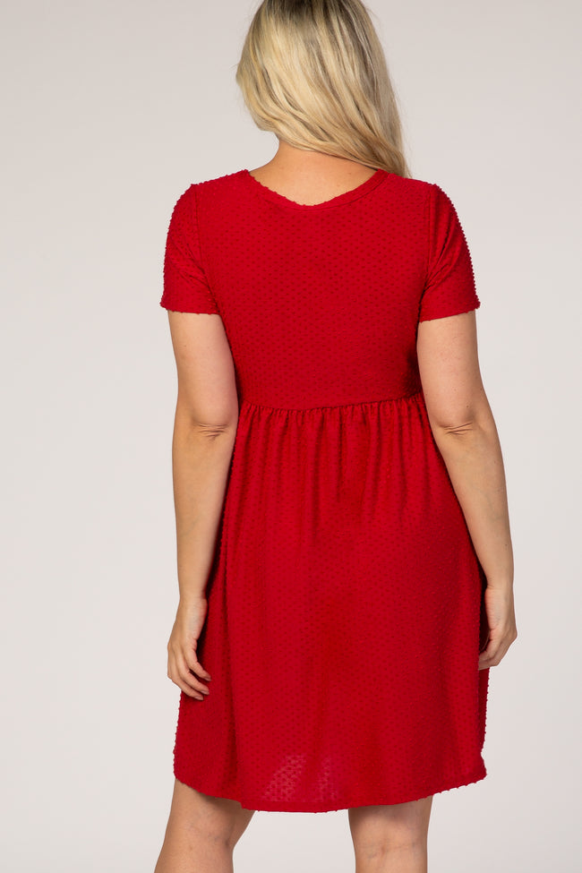 Red Swiss Dot Short Sleeve Maternity Dress – PinkBlush