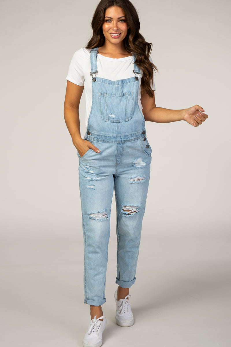 Light Wash Distressed Maternity Denim Overalls – PinkBlush