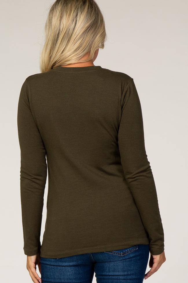 Olive Fitted Long Sleeve Maternity Tee – PinkBlush