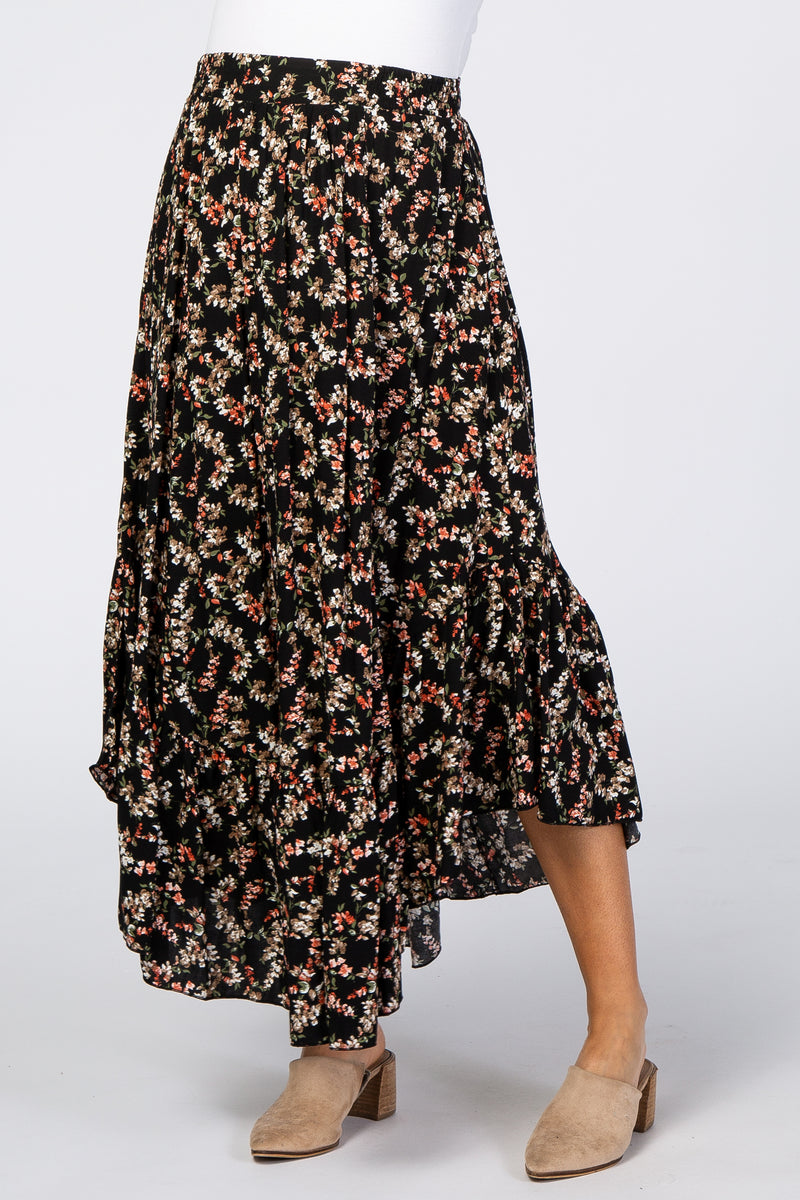 Black Floral Ruffle Maternity Skirt – PinkBlush