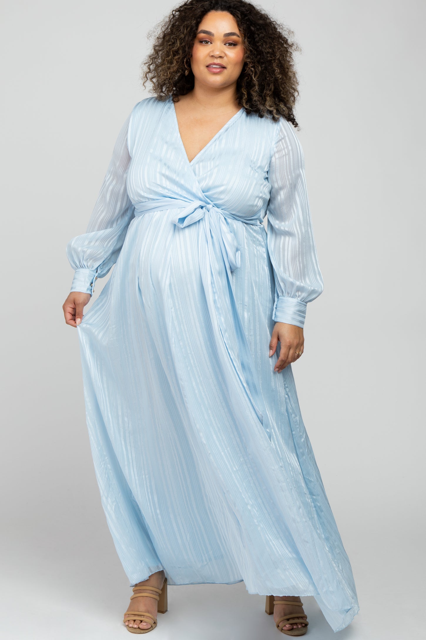 Light Blue Chiffon Maternity Dress PinkBlush