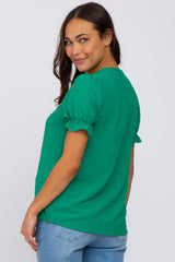 Green Swiss Dot Maternity Blouse#R#– PinkBlush