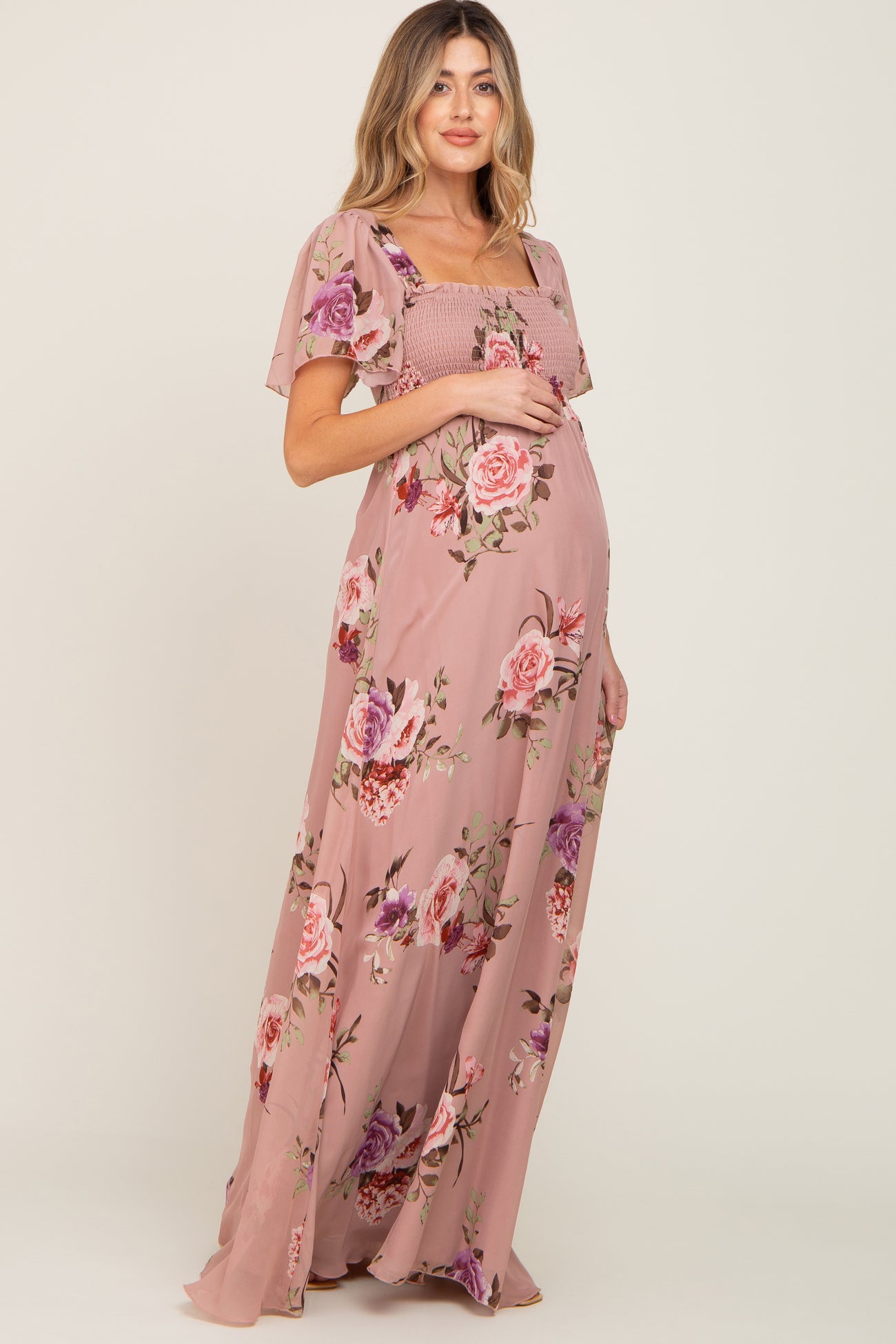 Her lip to】Floral Dress - Mauve Pink S | www.causus.be