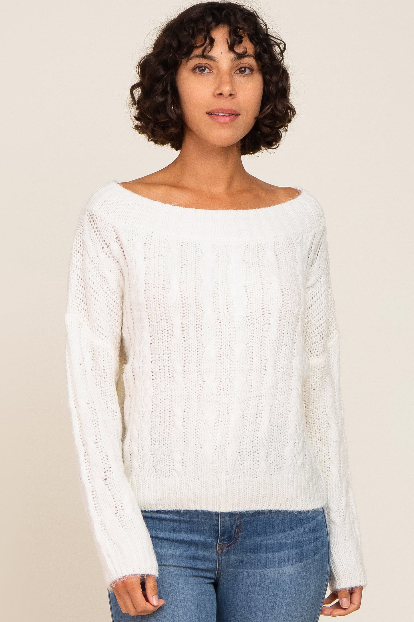 todayful boatneck over knit ecru-