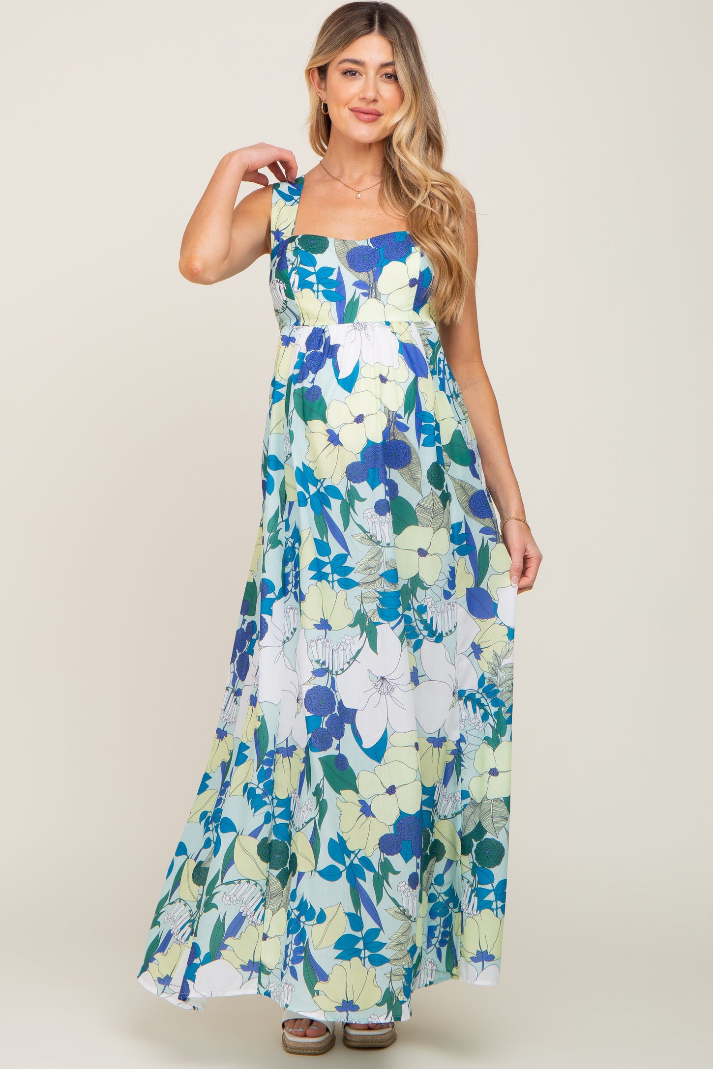 Mint Green Floral Cut Out Maternity Maxi Dress – PinkBlush