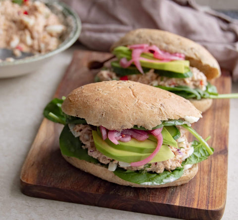 Tuna Sandwich with Spinach and Spicy Homemade Tuna Salad