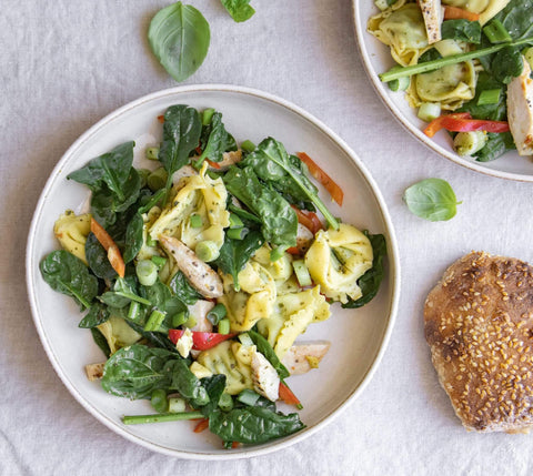 Dinner Pasta Salad with Tortellini, Chicken and Spinach 