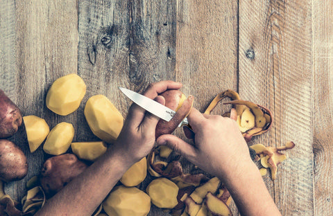 peeling vegetables and fruit with a paring knife is so easy