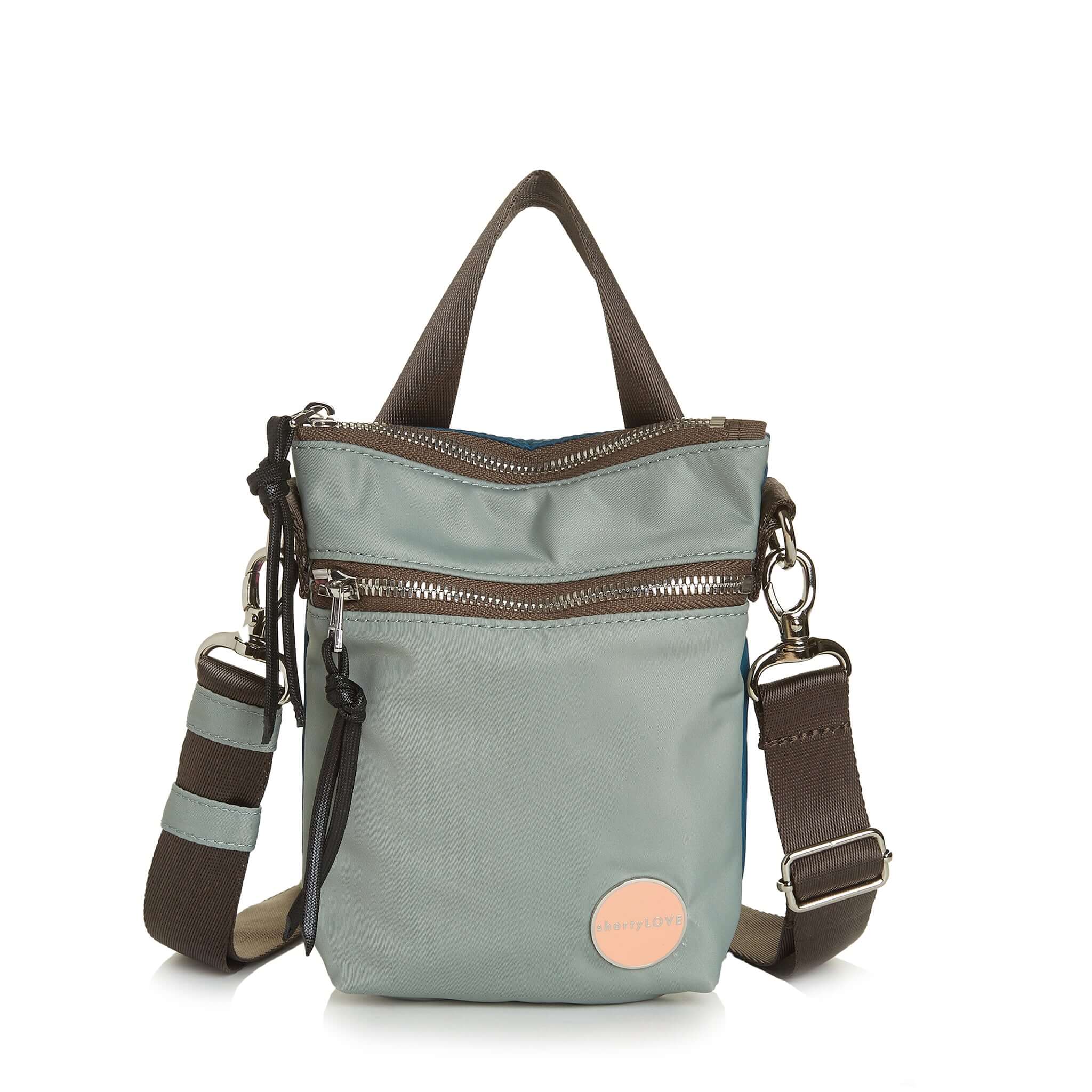 a teal small phone-wallet crossbody bag