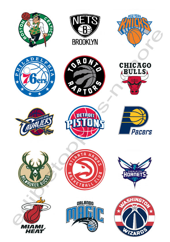(15) 2" Eastern Conference NBA Team Logos Edible Print ...