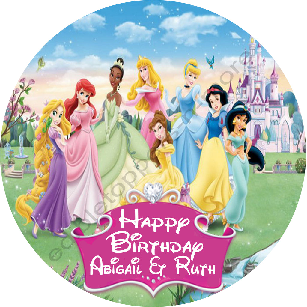 Disney Princesses Personalized Edible Print Premium Cake Topper Frosti Edible Toppers And More 