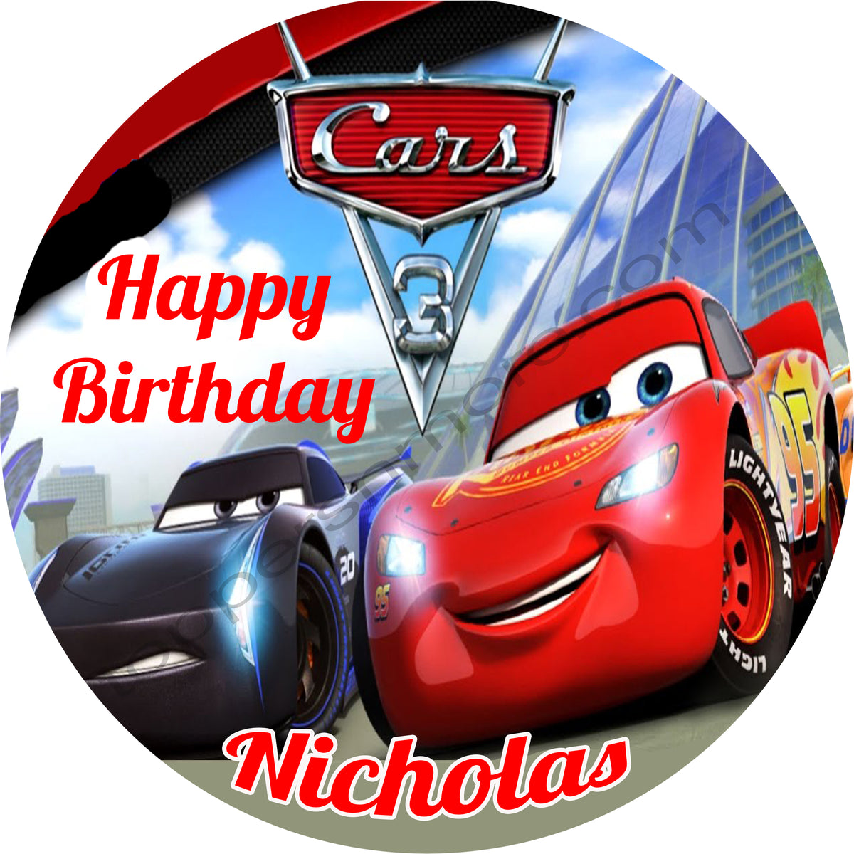 Disney's Cars 3 Personalized Edible Print Premium Cake Toppers Frostin ...