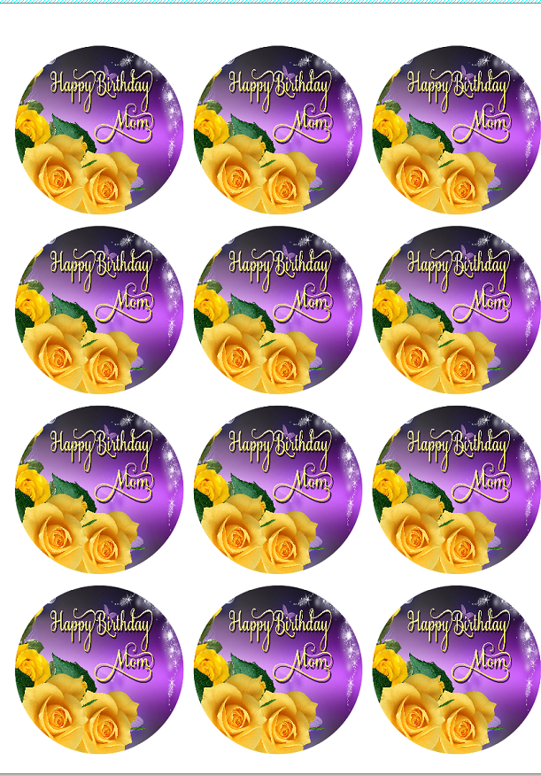 Roses Personalized Edible Print Premium Cake Topper Frosting Sheets 5