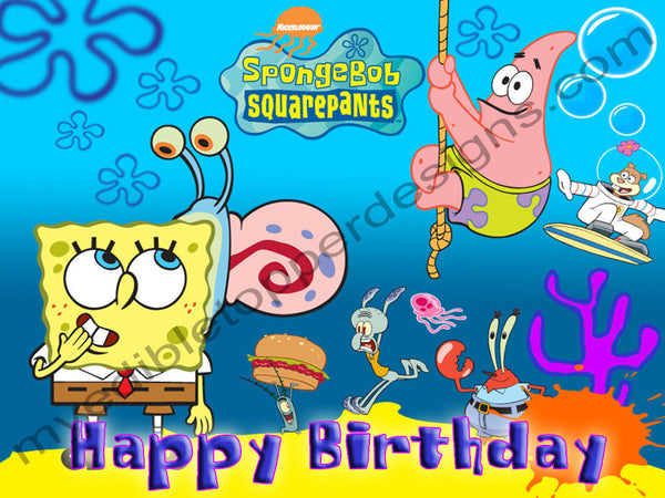 SpongeBob SquarePants Personalized Edible Print Premium Cake Topper Fr ...