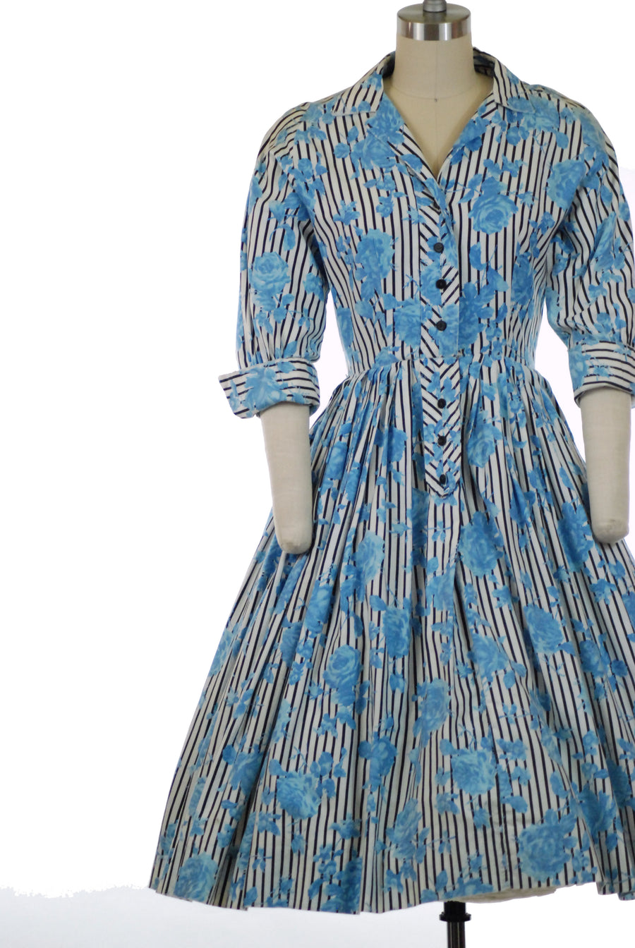 blue shirtwaist dress