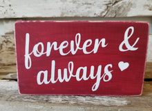 Forever & Always 4" x 6" Mini Red Wood Block Valentine's Day Sign Free Shipping