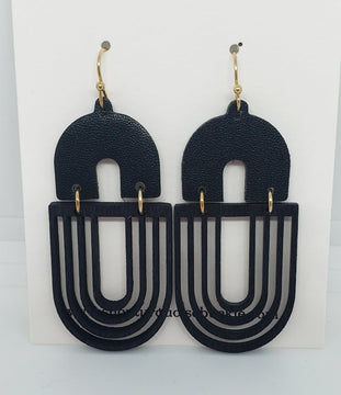 Black Double Arch Drop Earrings