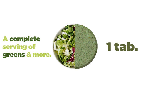 1 tablet of Full Greens is equal to a complete serving of wholefood vegetables