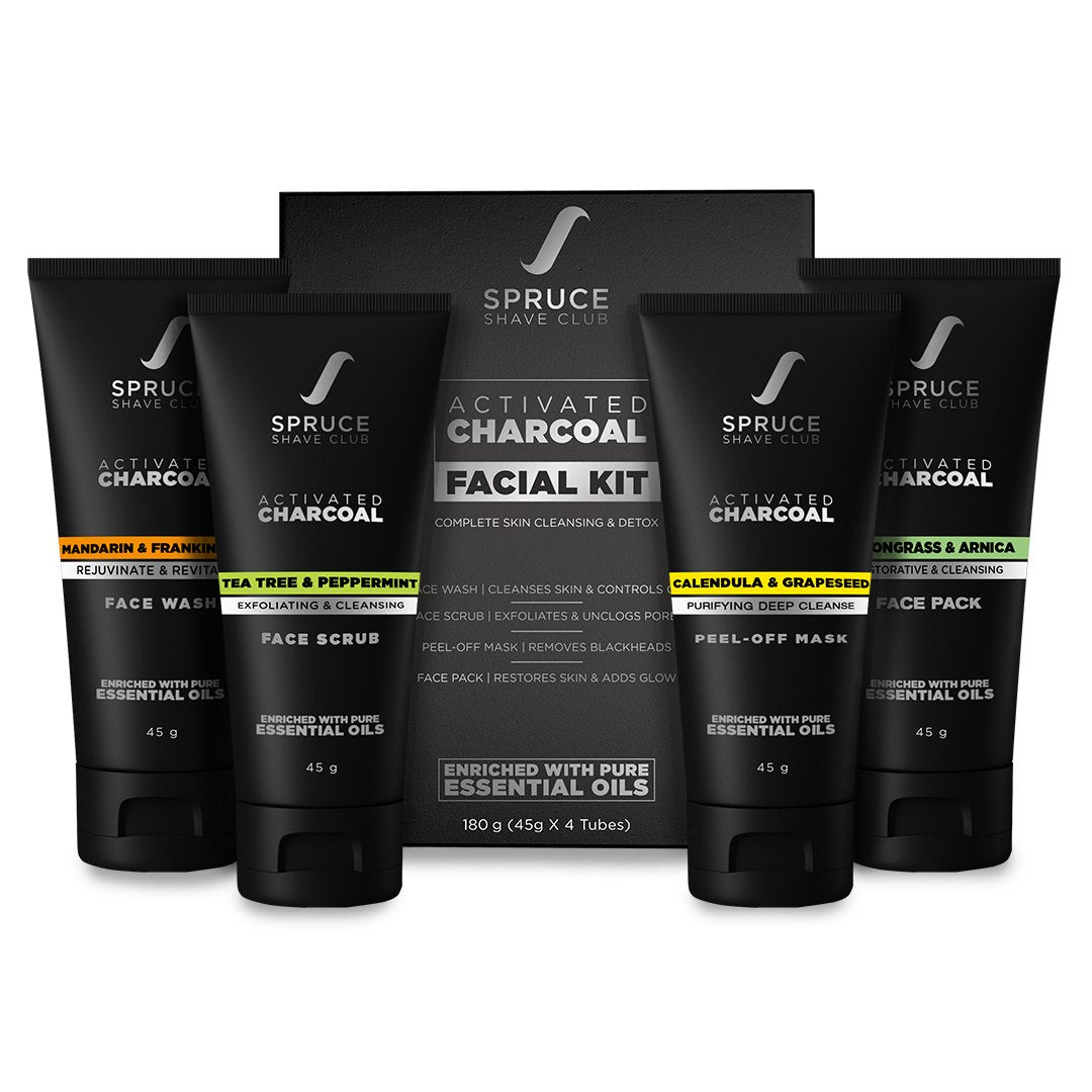 Charcoal Facial Kit For Men | Natural Mens Grooming Kit by Spruce
