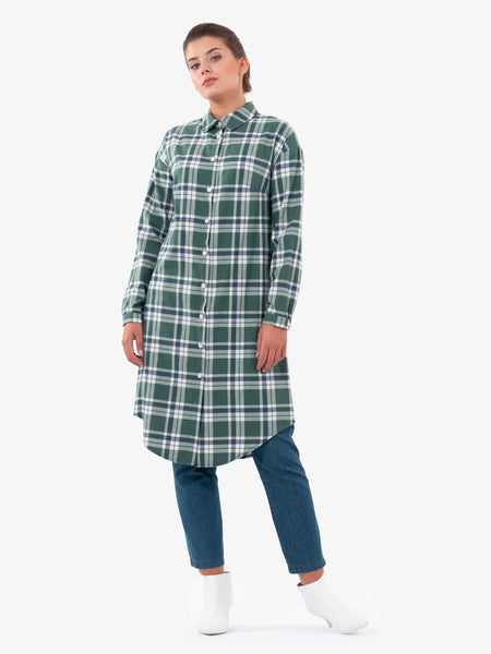 long flannel shirt dress