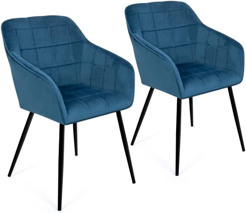 Lot of 2 MADDY Blue Velvet Dining chairs