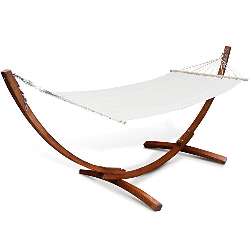XL Hammock with Wooden Stand and Ecru Canvas