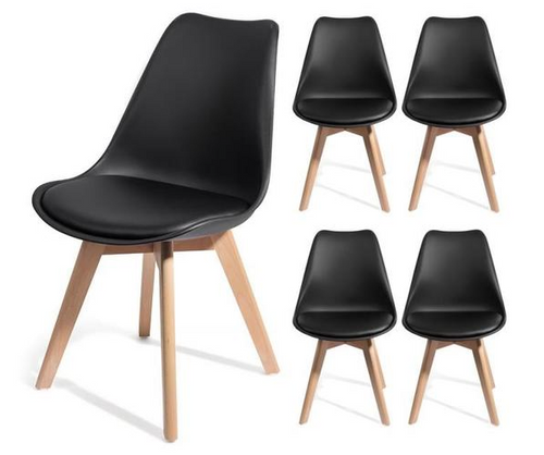 BEKKA-  Dining Chairs Modern Upholstered Kitchen Chairs with Wooden Legs and Soft Padded Cushion