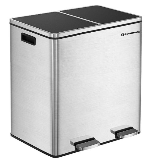 48L Kitchen Eco Waste Silver Trash Can