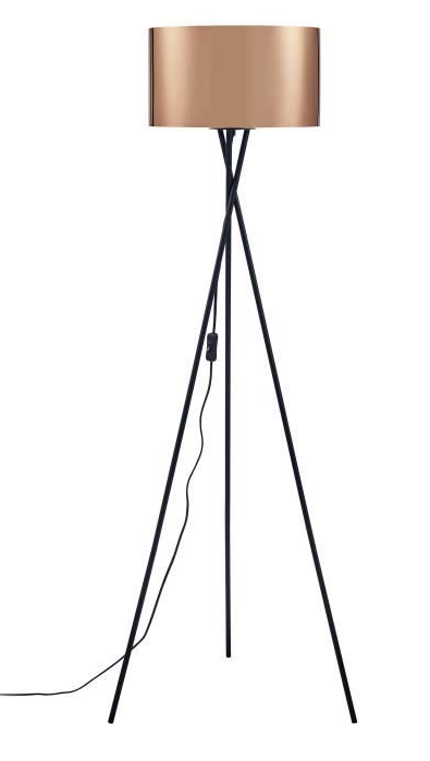 Miki Black Metal Tripod with Copper Lamp Shade